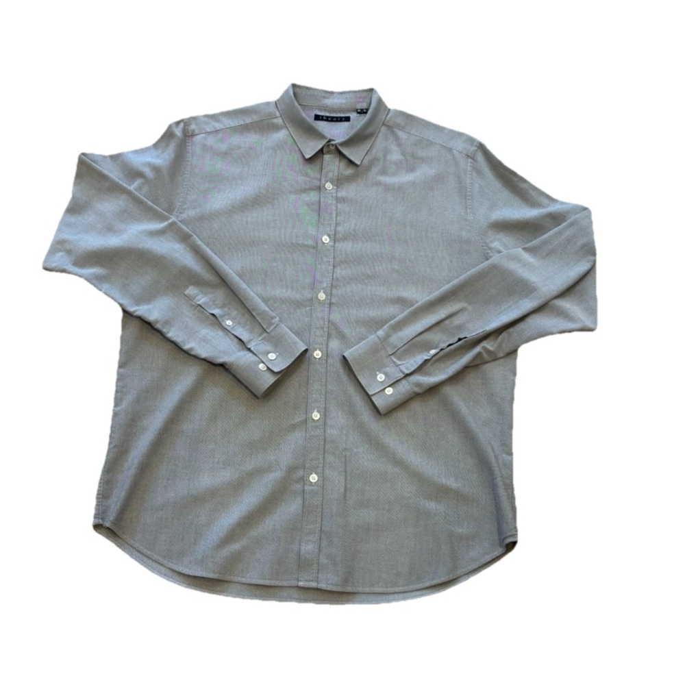 Theory Mens Button Down Long Sleeve Shirt Size XL Gray/Grey